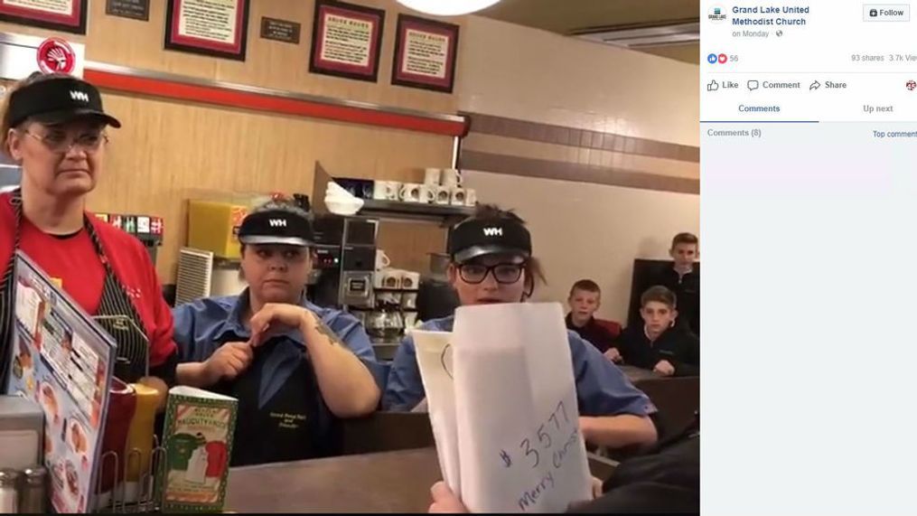 Church congregation stuns Waffle House employees with huge tip for Christmas (Facebook/Grand Lake United Methodist Church)