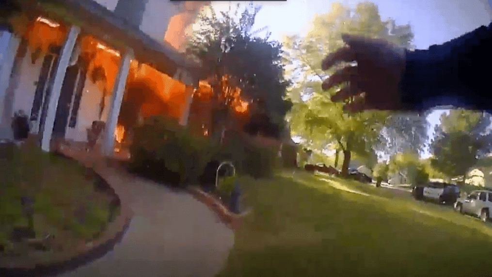 Howard's bodycam footage shows him running into the home. (Conway Police Department){&nbsp;}