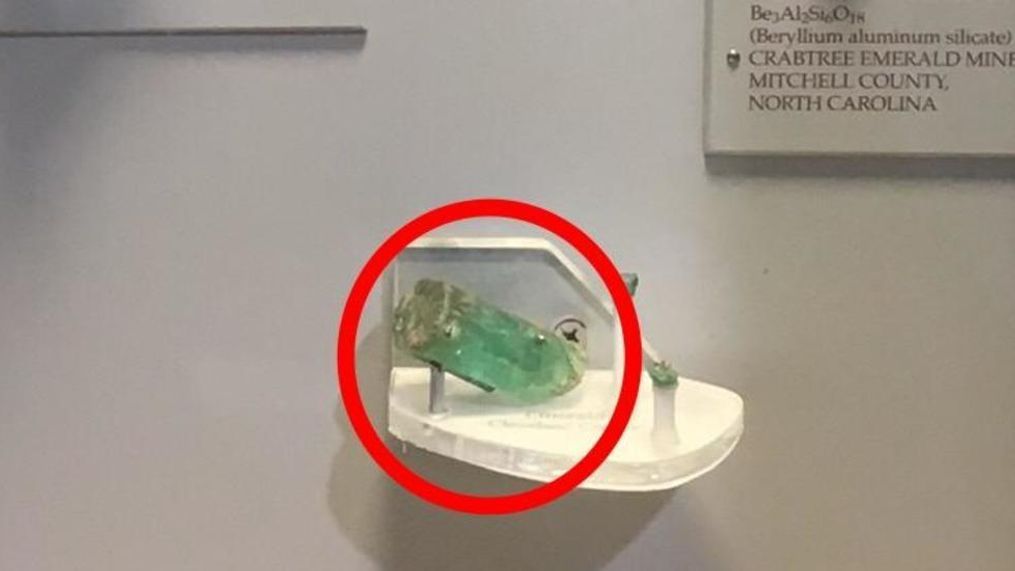 A file photo of a missing $10,000 emerald at the Asheville Museum of Science. (Photo credit:&nbsp;Asheville Museum of Science)