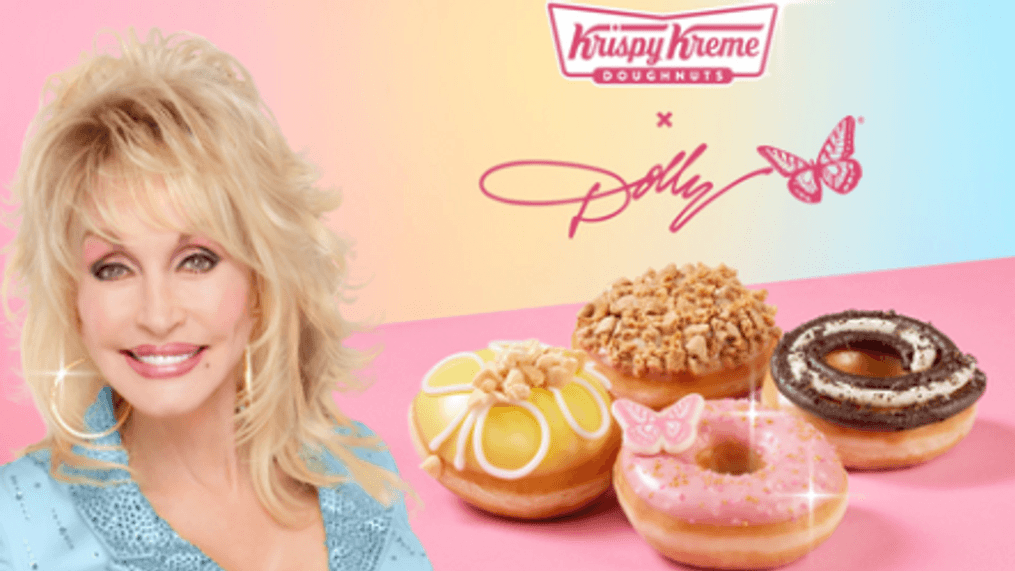 Krispy Kreme has partnered with the legendary singer to create the "Dolly Southern Sweets Doughnut Collection," a limited-edition lineup of four doughnuts inspired by Parton's favorite flavors. (Krispy Kreme Doughnuts){&nbsp;}