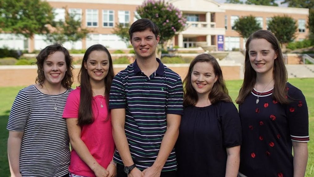 From left to right, Amelia Rose, Isabella, Shipley, Sophia and Hallie Zimlich. (University of South Alabama)