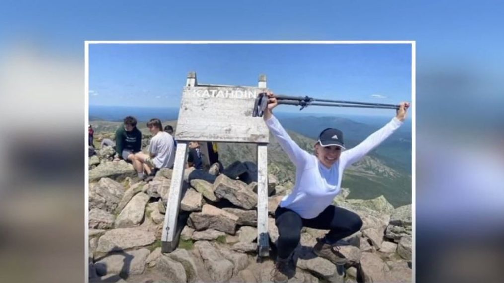 Sara Nicols, who is legally blind, took up hiking just seven months ago. Two weeks ago, she climbed up to the top of the highest mountain in Maine. (Courtesy of{&nbsp;}Sara Nicols)