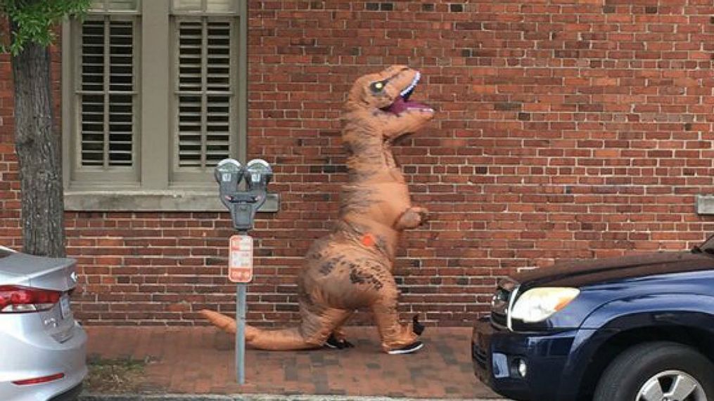 Person dressed in Tyrannosaurus rex costume accused of scaring Charleston carriage horses. (Provided)