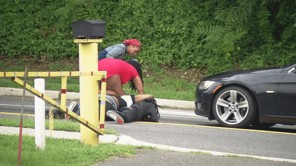 {p}ABC7's cameras were rolling at the intersection of Branch Avenue and Southern Avenue near the D.C./Prince George's County line on Tuesday as a fender bender turned into a fist fight in the middle of the street. (ABC7){/p}