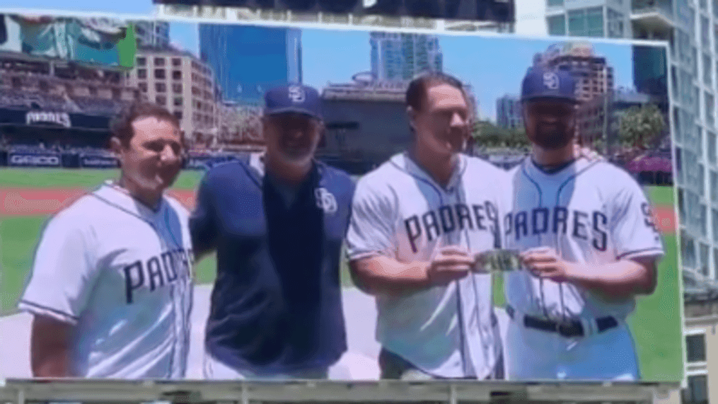 John Cena makes good on $1 bet as Padres pitcher makes major league debut (Frenando Ramirez via Storyful)