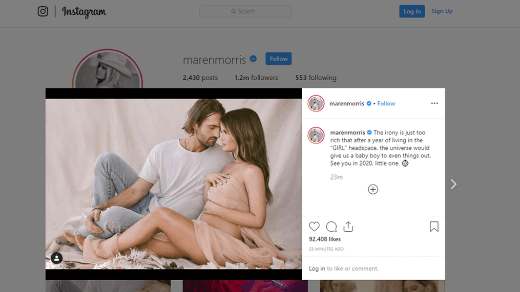 Maren Morris announces pregnancy. Photo: Maren Morris Instagram.{p}{/p}