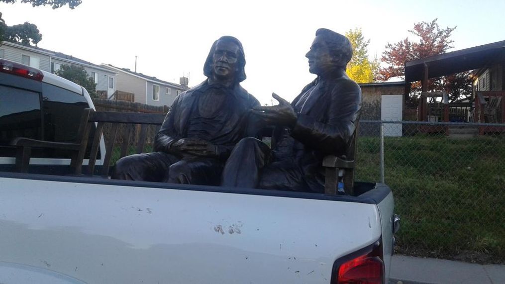 Joseph Smith, Brigham Young found when public tips alert police to stolen statue (Photo: Courtesy Michelle Wilson)