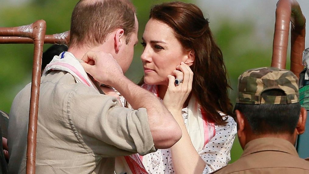 Britain's Prince William, left, and Kate, the Duchess of Cambridge, prepare to set off on a jeep safari at Kaziranga National Park, northeastern Assam state, India Wednesday, April 13, 2016. Prince William and his wife, Kate, planned their visit to Kaziranga specifically to focus global attention on conservation. The 480-square-kilometer (185-square-mile) grassland park is home to the world's largest population of rare, one-horned rhinos as well as other endangered species including swamp deer and the Hoolock gibbon. (AP Photo/Anupam Nath)