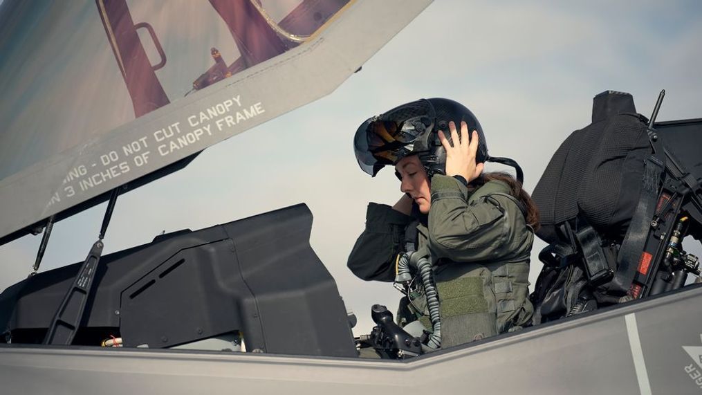 The first female F-35 pilot makes history after joining the National Air Guard. (National Guard)