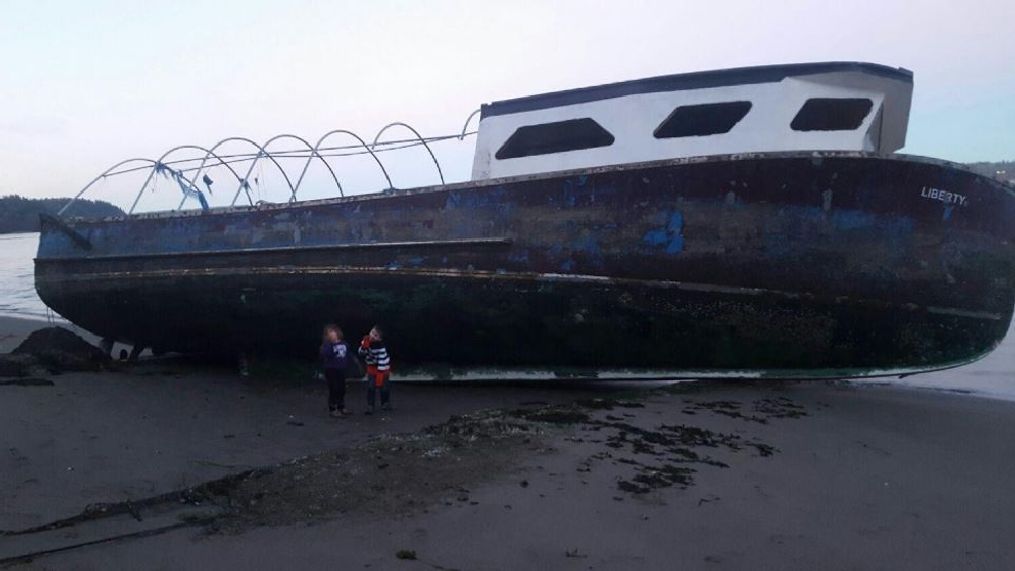 Ghost ship adrift for months ends up on Washington's Whidbey Island. (Courtesy Ryan Clark)