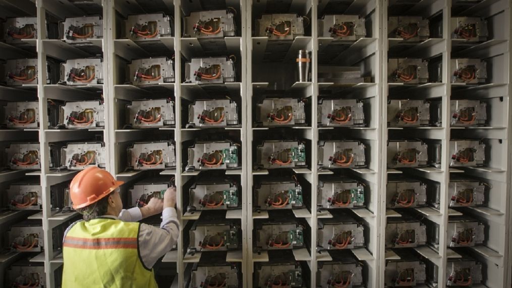 Re-used Toyota Camry Hybrid battery packs store energy generated by solar panels in an innovative distributed energy system now online at the Lamar Buffalo Ranch field campus in Yellowstone National Park. (Image courtesy of Toyota Motor Sales, USA)