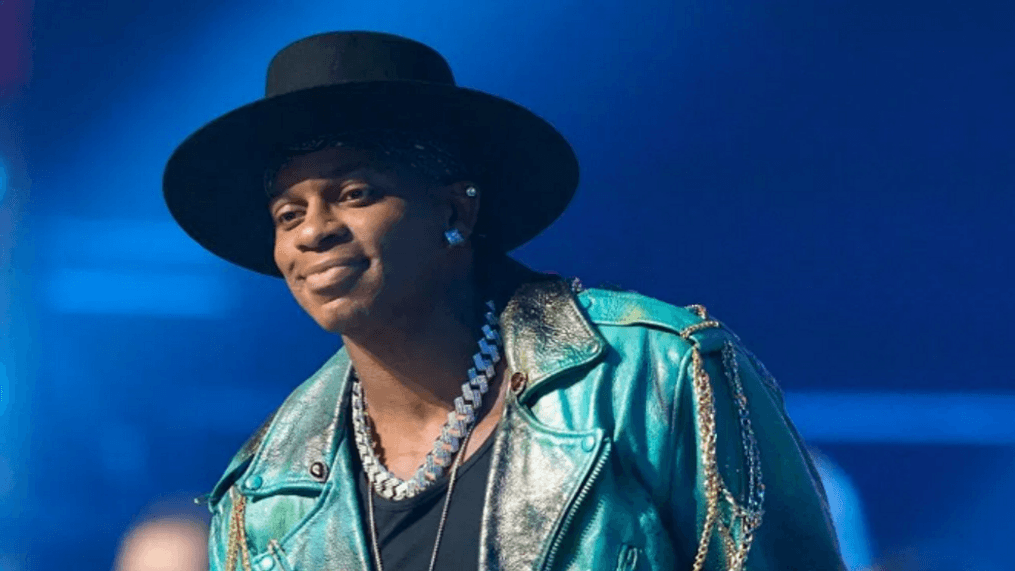 Jimmie Allen introduces a performance by Old Dominion at the CMT Music Awards on Monday, April 11, 2022, at the Municipal Auditorium in Nashville, Tenn. (AP Photo/Mark Humphrey)