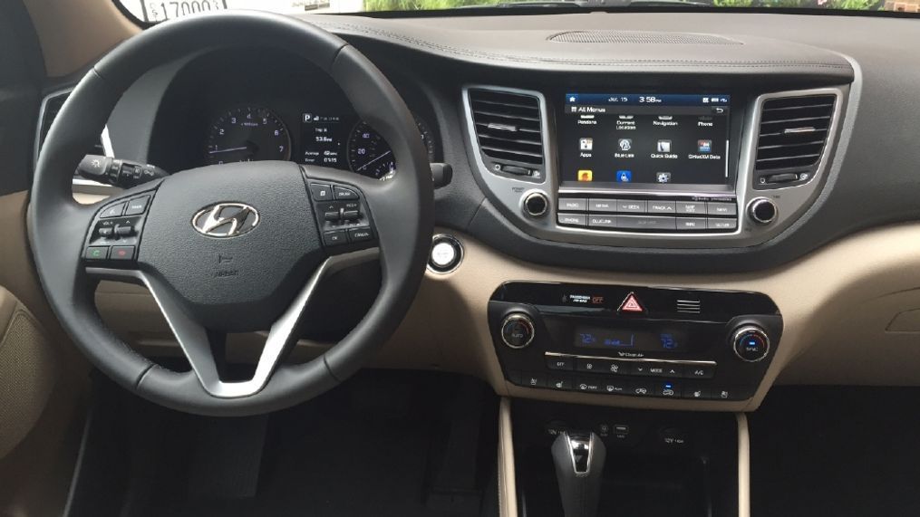 2016 Hyundai Tucson interior featuring the infotainment menu. (Photo by Jill Ciminillo)