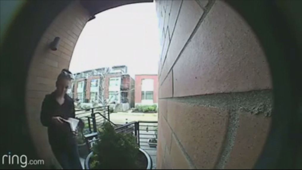 A homeowner's doorbell camera recorded a woman who police say they believe stole a package from the homeowner's porch and left a "thank you" note.