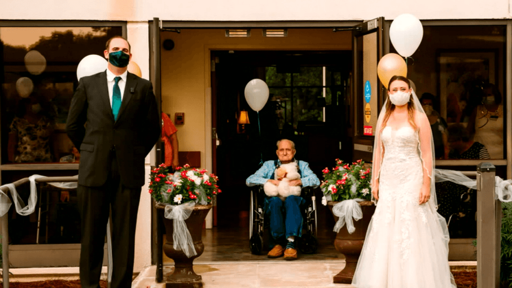 A North Carolina bride and groom made an adjustment to wedding plans to make the bride's grandfather could attend. (WSOC, TIM YOUNG FILMS, BRITTANY FELDMAN, CNN)