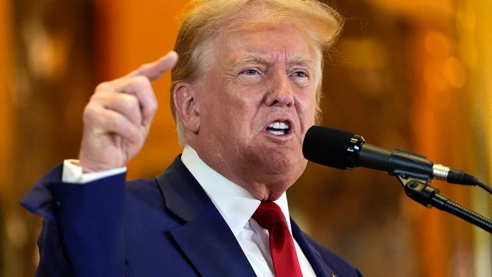 FILE - Former President Donald Trump speaks during a news conference at Trump Tower, May 31, 2024, in New York. Manhattan prosecutors urged a judge Wednesday to keep Donald Trumpâs gag order in place in his hush money criminal case at least until the former president is sentenced in July. (AP Photo/Julia Nikhinson)