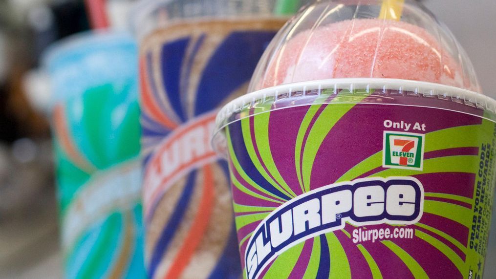 FILE - This Nov. 10, 2010, file photo shows Slurpees at a 7-11 in Concord, N.H. The convenience store chain is continuing its tradition of offering free Slurpees on July 11 on July 11, 2017.  (AP Photo/Larry Crow, File)