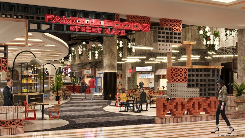 A rendering for the entry to Famous Foods Street Eats at Resorts World Las Vegas. (Image courtesy Resorts World)