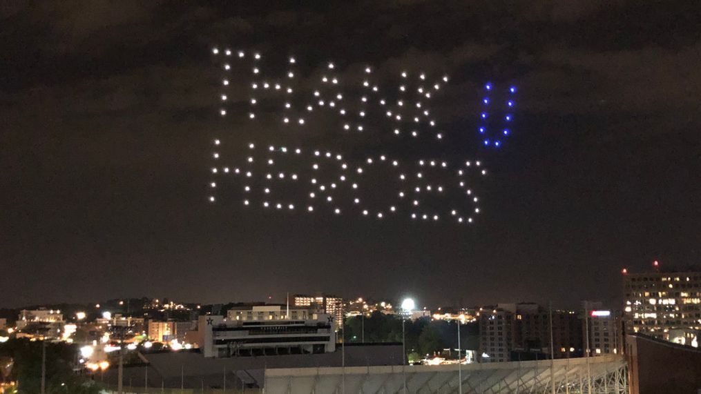 Drone light show salutes frontline workers of the COVID-19 pandemic in Nashville (FOX 17 News photos/video){p}{/p}