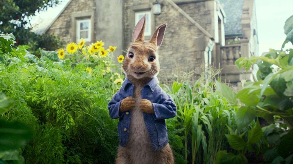 FILE - This image released by Columbia Pictures shows Peter Rabbit{&nbsp;}in a scene from "Peter Rabbit."(Columbia Pictures/Sony){p}{/p}