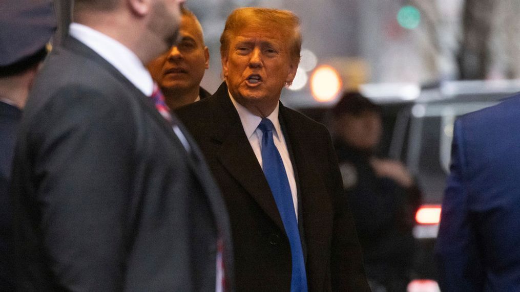 Former President Donald Trump leaves his apartment building, Thursday, Jan 25, 2024, in New York. (AP Photo/Yuki Iwamura)