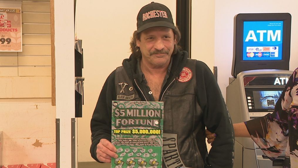 Shove said he went downstairs to his basement, scratched off the $5Million Fortune Lottery ticket and was surprised at the result. (WHAM photo)