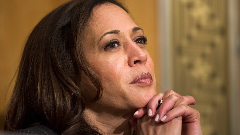 FILE - Sen. Kamala Harris, D-Calif. is seen on Capitol Hill, Jan. 10, 2017, in Washington. (AP Photo/Cliff Owen, File)