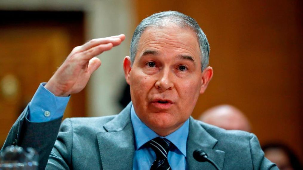 In this Jan. 30, 2018, file photo, Environmental Protection Agency administrator Scott Pruitt testifies before the Senate Environment Committee on Capitol Hill in Washington. Environmental regulators announced on Monday, April 2, 2018, they will ease emissions standards for cars and trucks, saying that a timeline put in place by President Obama was not appropriate and set standards “too high.” Pruitt says the agency will work with all states, including California, to finalize new standards. (AP Photo/Pablo Martinez Monsivais, File)