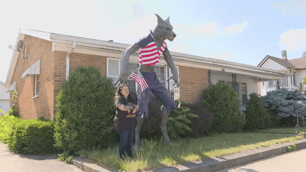 'My house mascot': Ohio woman refusing to take down 10-foot-tall werewolf decoration (WKEF)