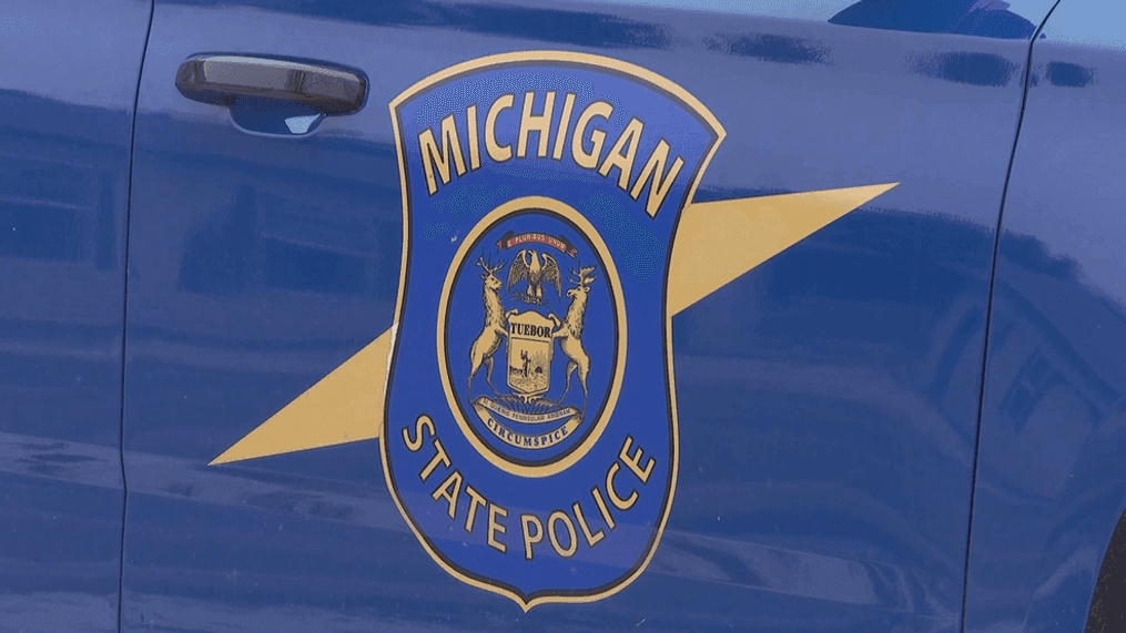 FILE - The Michigan State Police emblem is pictured on the door of a patrol vehicle in this undated photo. (UpNorthLive News)