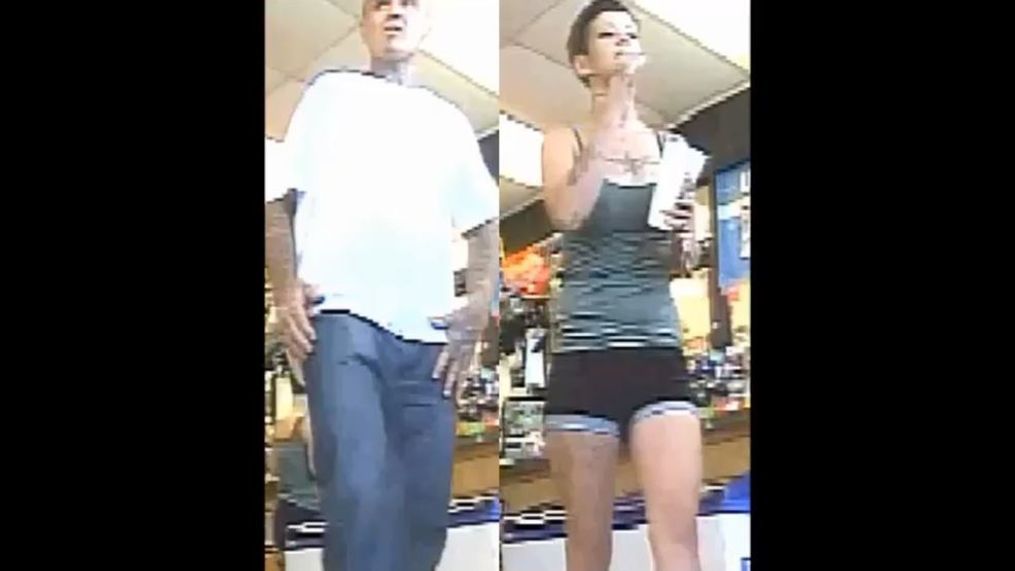 Surveillance footage shows a man and woman who broke into a vehicle in Oklahoma City and stole a diaper bag. (Oklahoma City Police Department)