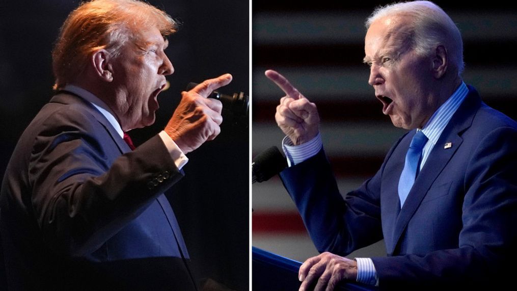 This combination of photos taken in Columbia, S.C. shows former President Donald Trump, left, on Feb. 24, 2024, and President Joe Biden on Jan. 27, 2024. The clash between Biden and Trump on Thursday, June 27, may be the most consequential presidential debate in decades. Biden is desperately seeking momentum amid pervasive concerns about his age and leadership on key foreign and domestic policies. Trump will step onto the stage brimming with confidence, despite his status as the only presidential debate participant ever convicted of a felony. (AP Photo)