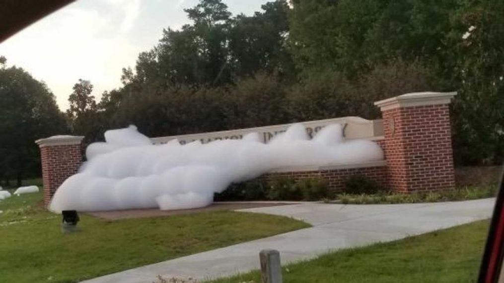 A fountain in Florence, S.C., spills over in soapsuds. (Submitted by WPDE viewer)