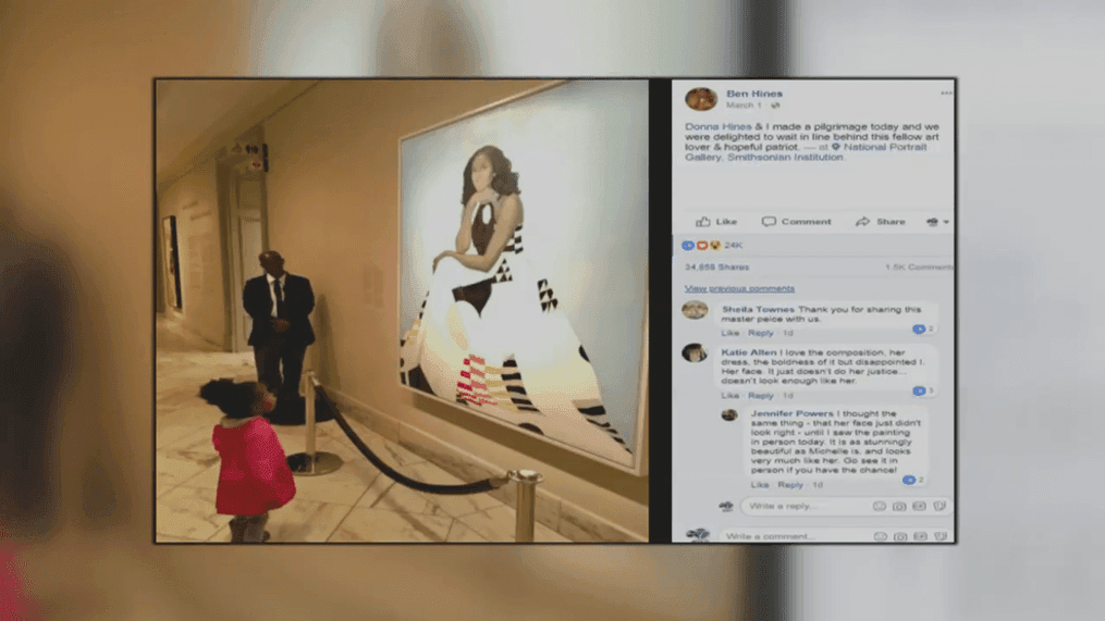 Michelle Obama reaches out to adorable toddler in viral photo. (Ben Hines/Facebook)