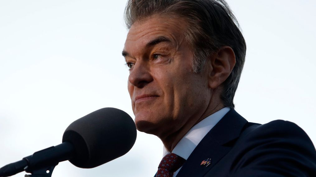 Republican candidate for U.S. Senate Dr. Mehmet Oz addresses an election rally in Latrobe, Pa. Saturday, Nov. 5, 2022, before former President Donald Trump speaks. (AP Photo/Jacqueline Larma)