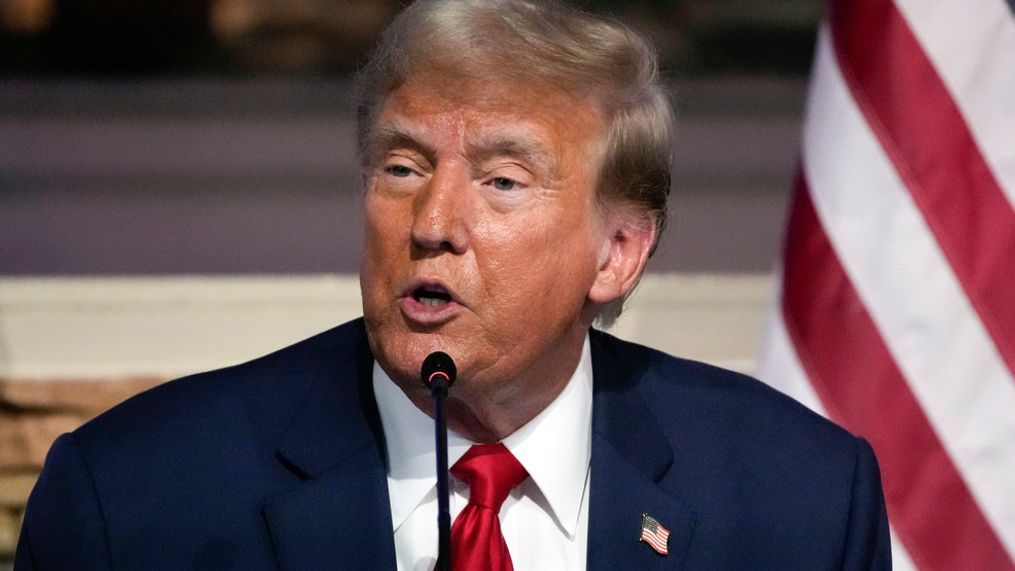 Republican presidential candidate former President Donald Trump speaks at a campaign event at 180 Church, Saturday, June 15, 2024, in Detroit. (AP Photo/Carlos Osorio)