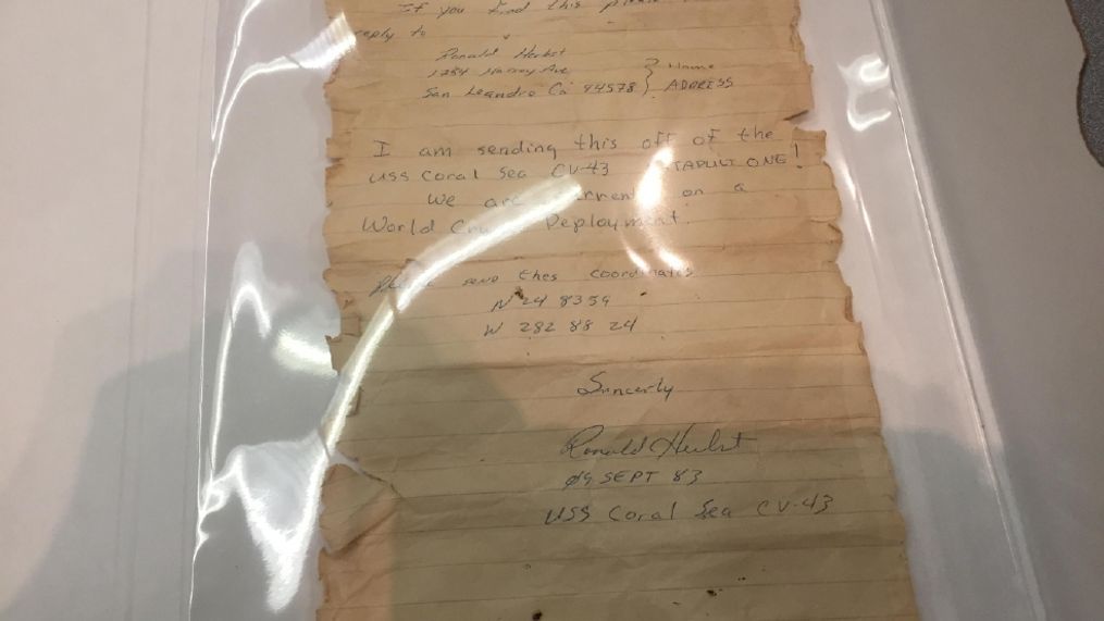 We've all heard fables about people sending a message in a bottle while out at sea. Ron Herbst of Pensacola, Fla. did just that. (WEAR/Markus Morris)