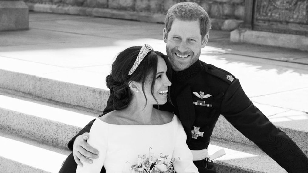 Official photograph of Prince Harry and Meghan Markle, duke and duchess of Sussex, on their wedding day, Saturday, May 19, 2018. (Kensington Palace/Alexi Lubomirski)