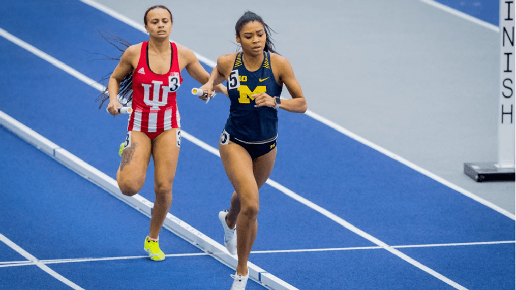 Freshman Ziyah Holman stuns in her collegiate debut during the{&nbsp;}Simmons-Harvey Invitational on Jan. 16 (Image: University of Michigan Athletics)