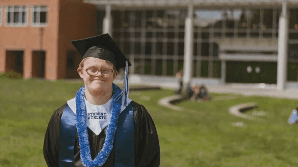 Cody Sullivan is the first student with Down syndrome to graduate college in Oregon. (KATU){p}{/p}