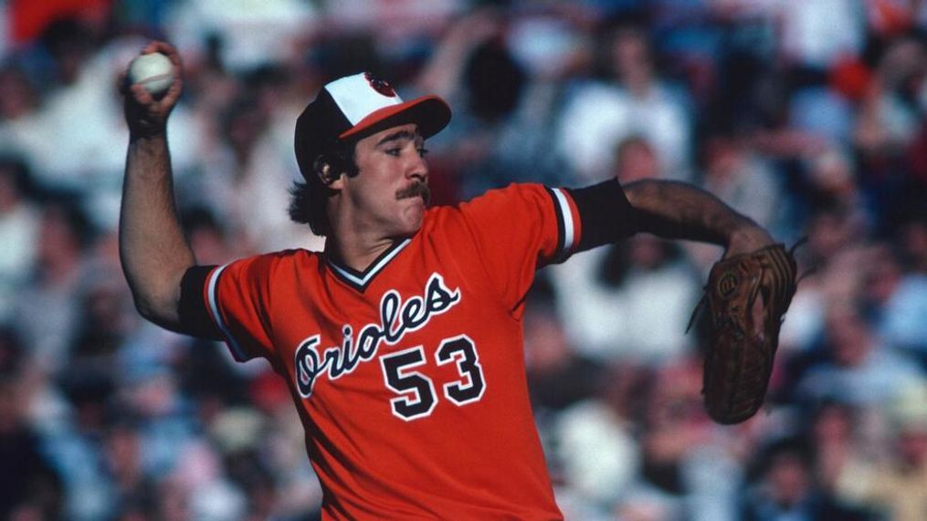 FILE - Sammy Stewart pitching for the Baltimore Orioles. (Photo credit: Orioles){p}{/p}