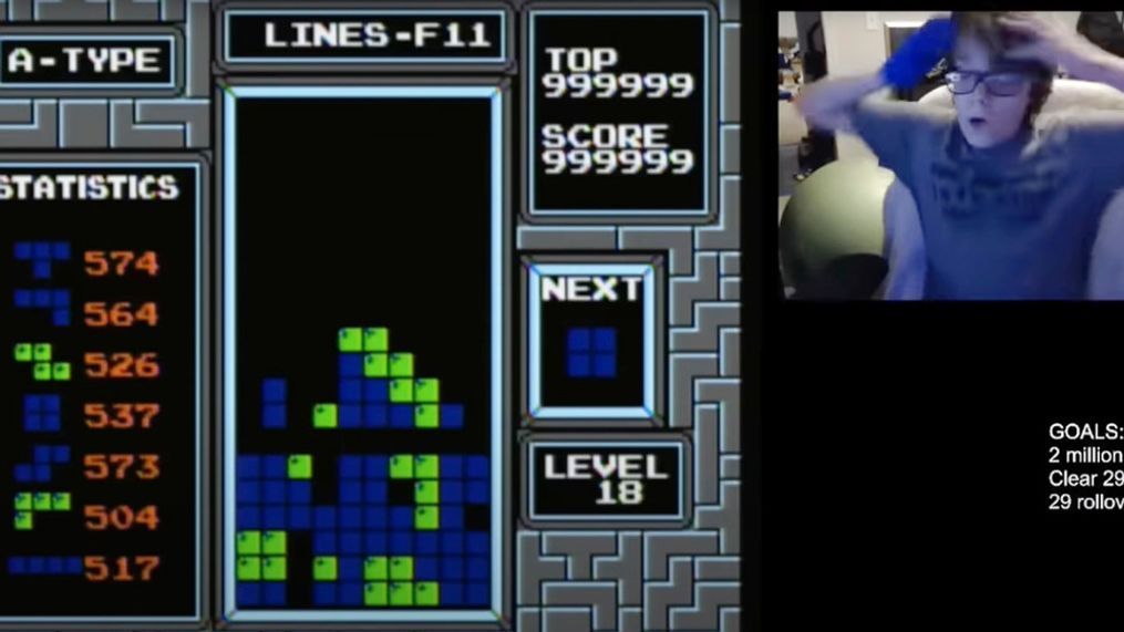 FILE - In this image taken from video, 13-year-old player named Willis Gibson reacts after playing a game of Tetris.{&nbsp;} (Willis Gibson via AP)