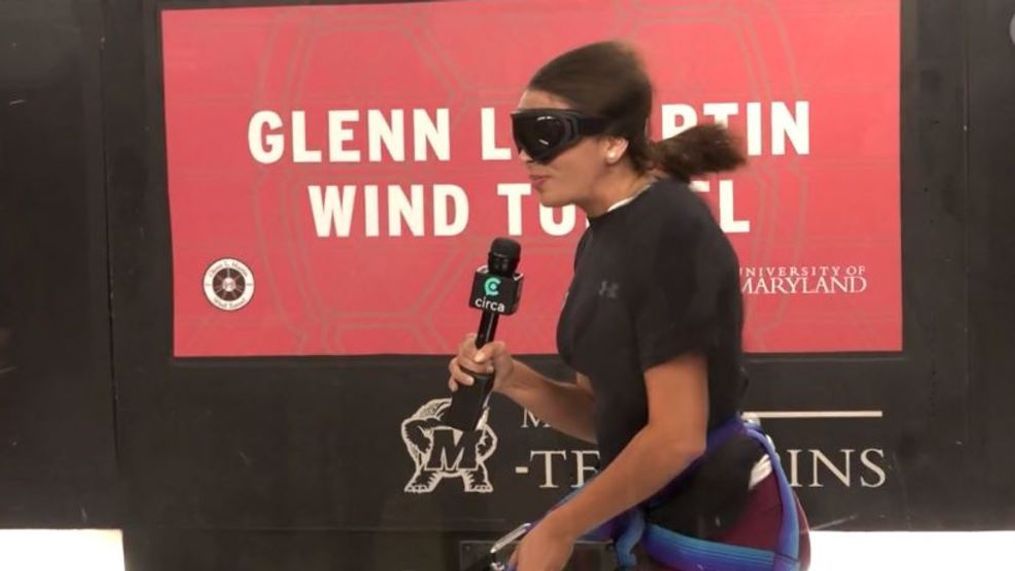 Circa reporter Jennifer Munoz stands inside the Glenn L Martin Wind Tunnel in Annapolis, Md. (Photo: Circa){&nbsp;}