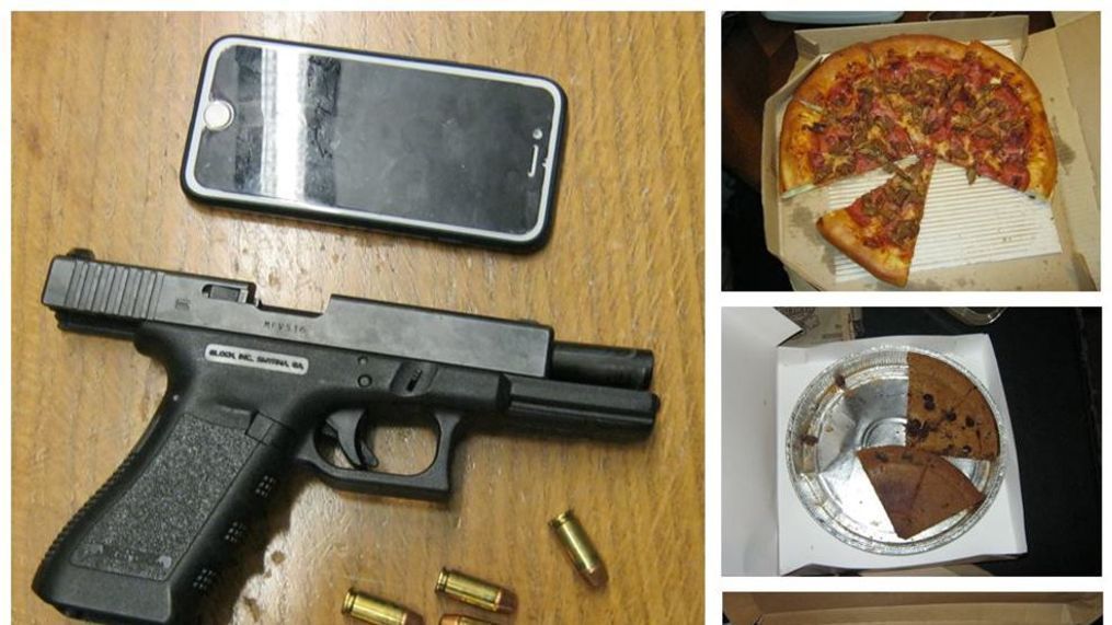 A gun, cell phone and food recovered as part of a robbery investigation in University Place. (Photo: Pierce County Sheriff's Department)