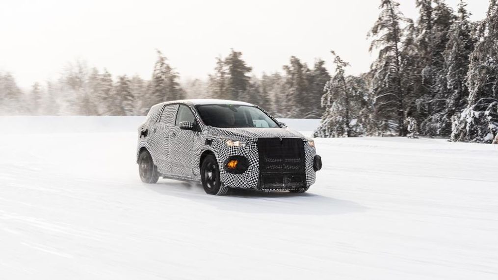 A prototype Ford electric vehicle testing in frigid, snowy conditions. (Image courtesy of Ford Motor Co.)