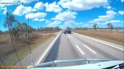 Image for story: Police issue warning after car towing caravan overturns