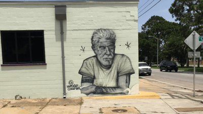 Image for story: Anthony Bourdain mural goes up in Pensacola, Fla. bringing attention to suicide