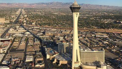 Image for story: Sports-comedy group Dude Perfect plans 'world's highest shot' from top of STRAT