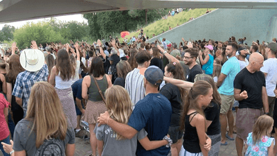 Image for story: Mass religious gathering at Sundial Bridge draws criticism and concern