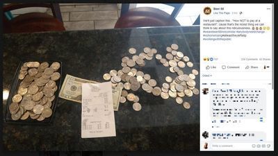 Image for story: Virginia restaurant faces backlash after post about customer paying in coins